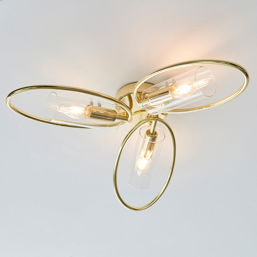 Amari 3 Ceiling Light - Polished Brass Endon 2