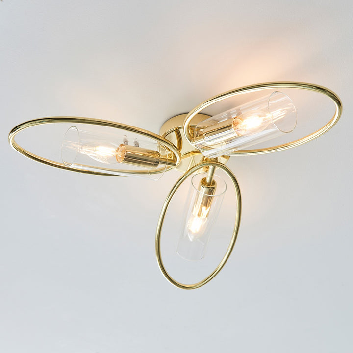 Amari 3 Ceiling Light - Polished Brass Endon 2