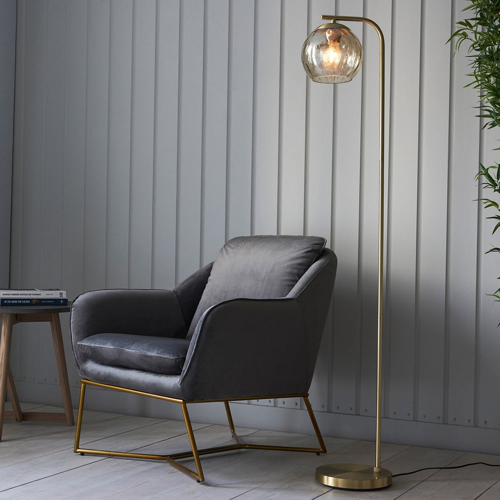 Dimple Floor Lamp - Satin Gold Endon 2