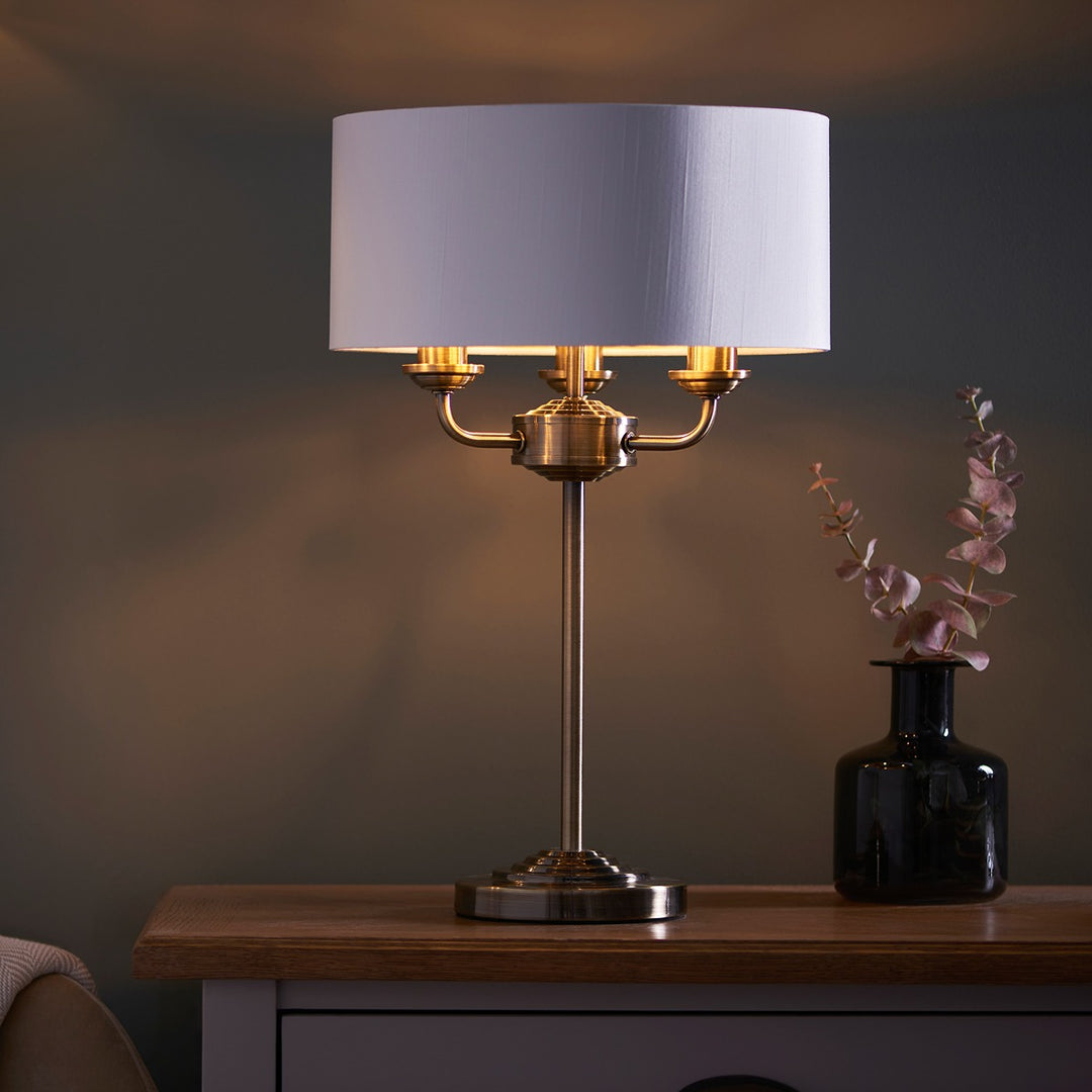 Highclere 3 Table Lamp - Antique Brass Endon 2