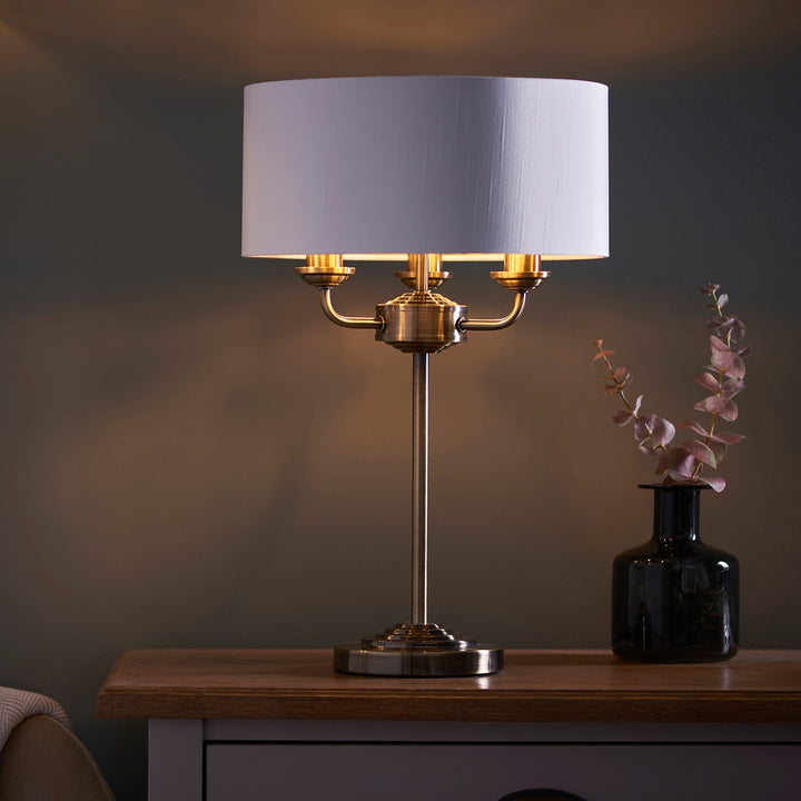 Highclere 3 Table Lamp - Antique Brass Endon 2