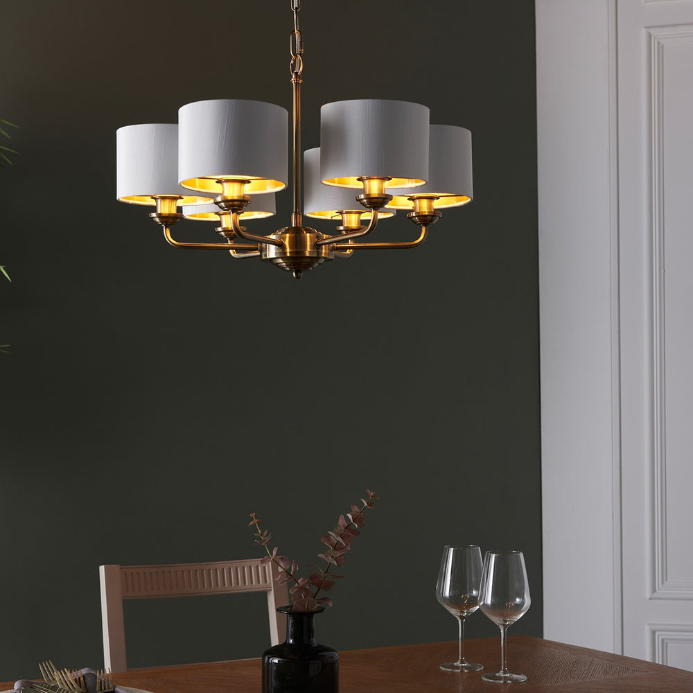 Highclere 6 Multi Pendant - Antique Brass Endon 2