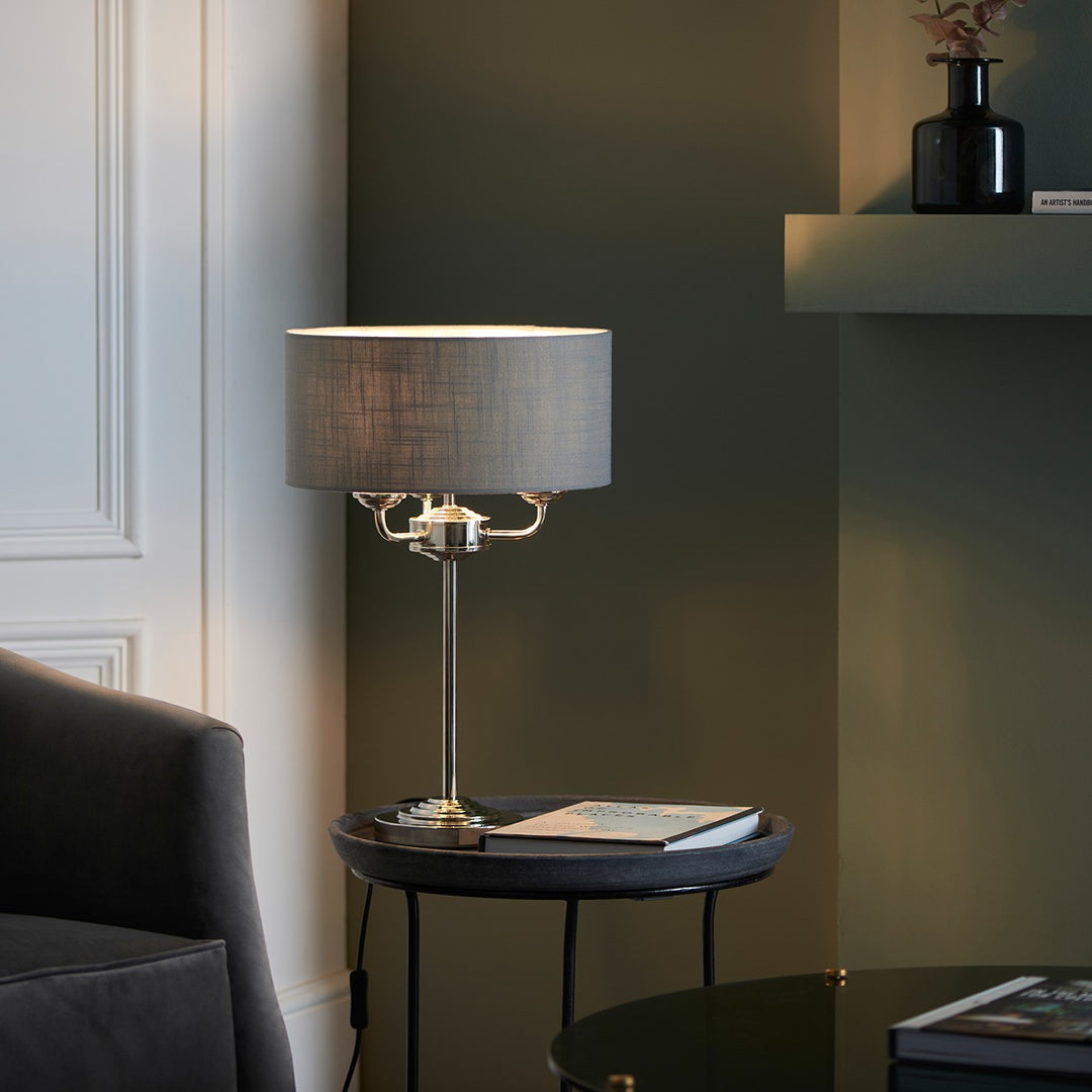 Highclere 3 Table Lamp - Bright Nickel Endon 2