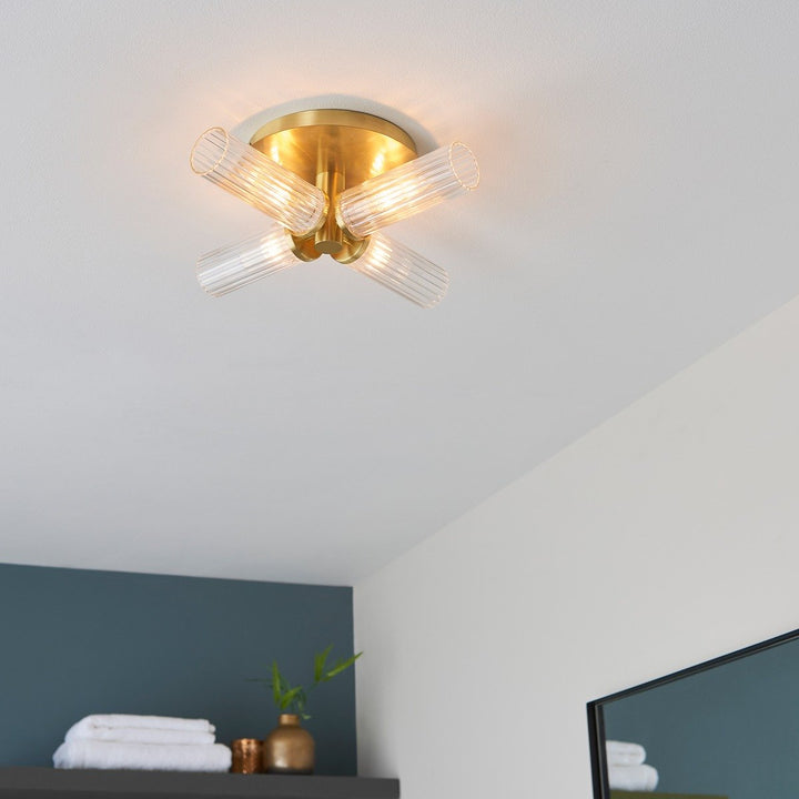 Talo 4 Bathroom Ceiling Light - Brass Endon 3
