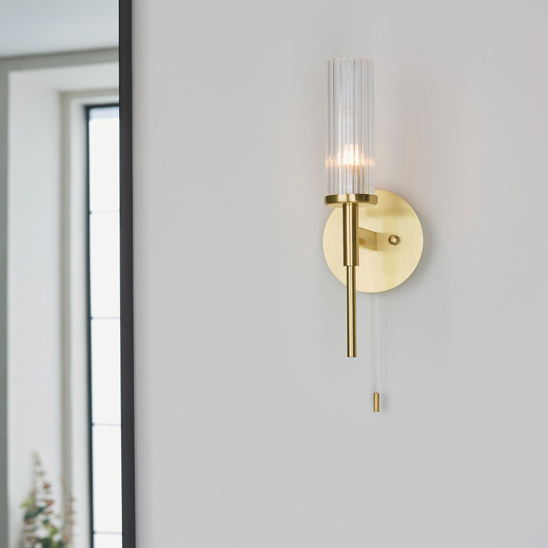 Talo Glass Bathroom Wall Light - Brass Endon 2