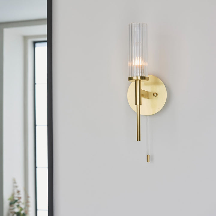 Talo Glass Bathroom Wall Light - Brass Endon 2
