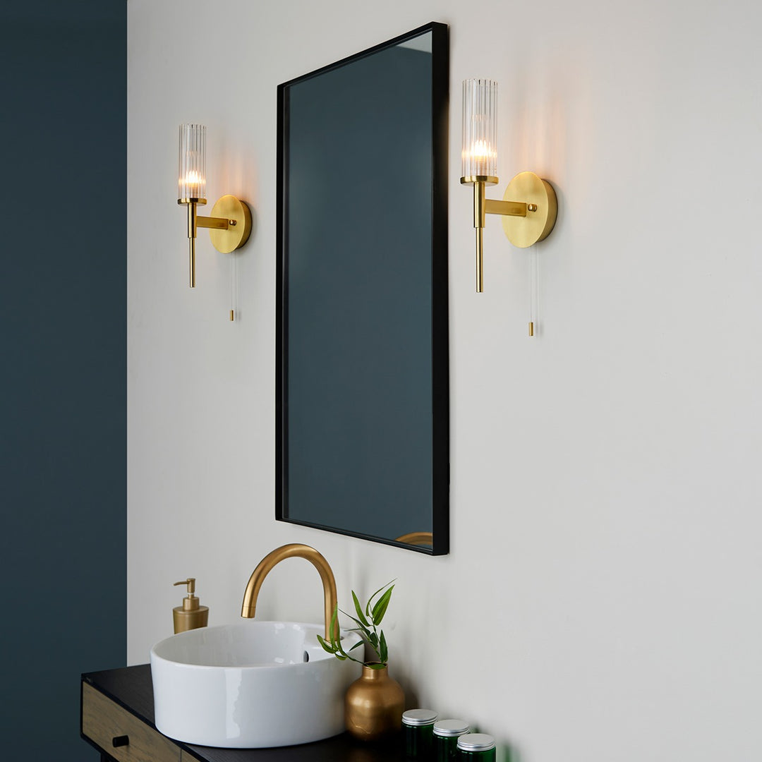 Talo Glass Bathroom Wall Light - Brass Endon 3