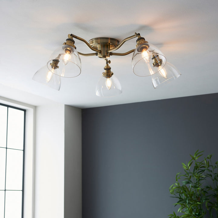 Hansen 5 Ceiling Light - Antique Brass Endon 3