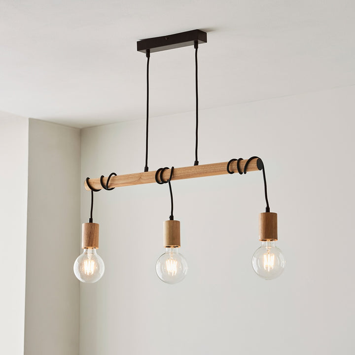 Sven 3 Hanging Pendant Light - Natural Endon 2