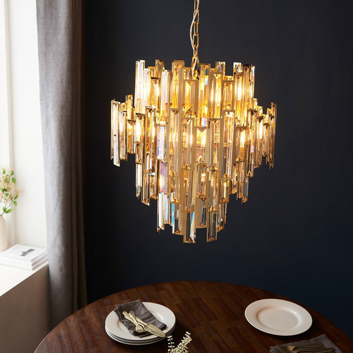Vivienne 12 Light Pendant Light - Gold/Champagne Crystal Endon 5