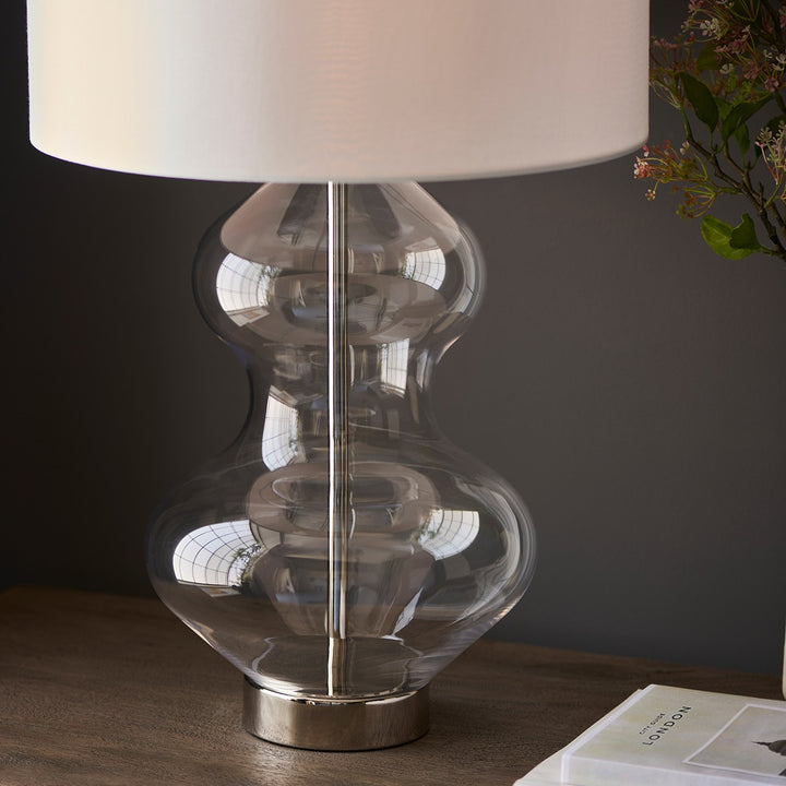 Kola Shaped Table Lamp - Satin Brass & Vintage White Endon 3
