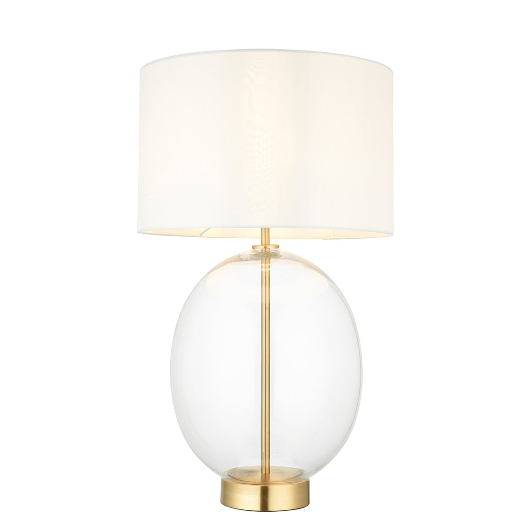 Kola Oval Table Lamp - Satin Brass & Vintage White Endon 1
