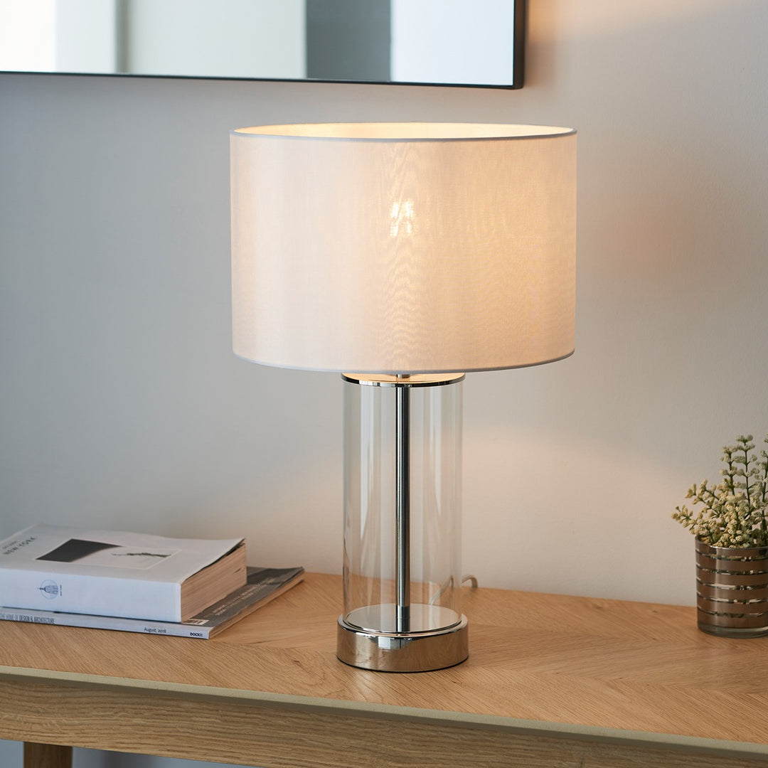 Lessina Glass Table Lamp - Bright Nickel Endon 2