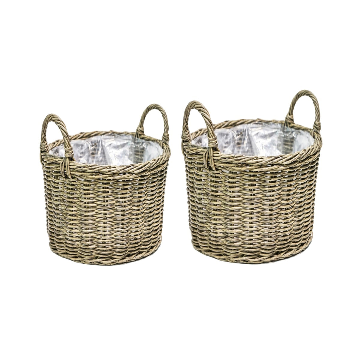 Ivyline Polyrattan Set of Two Lined Planters Natural