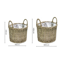 Ivyline Polyrattan Set of Two Lined Planters Natural