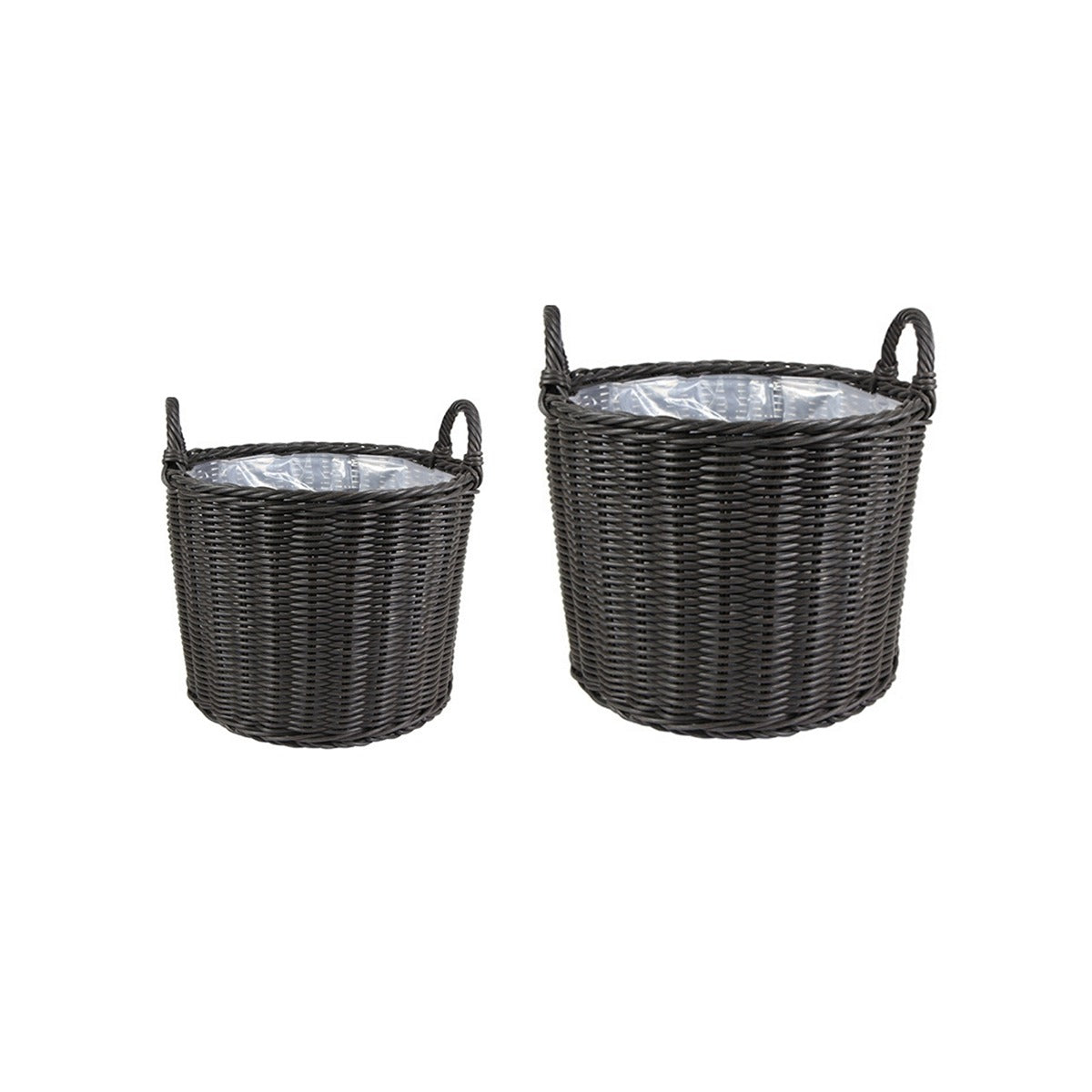 Ivyline Polyrattan Set of Two Lined Planters Willow