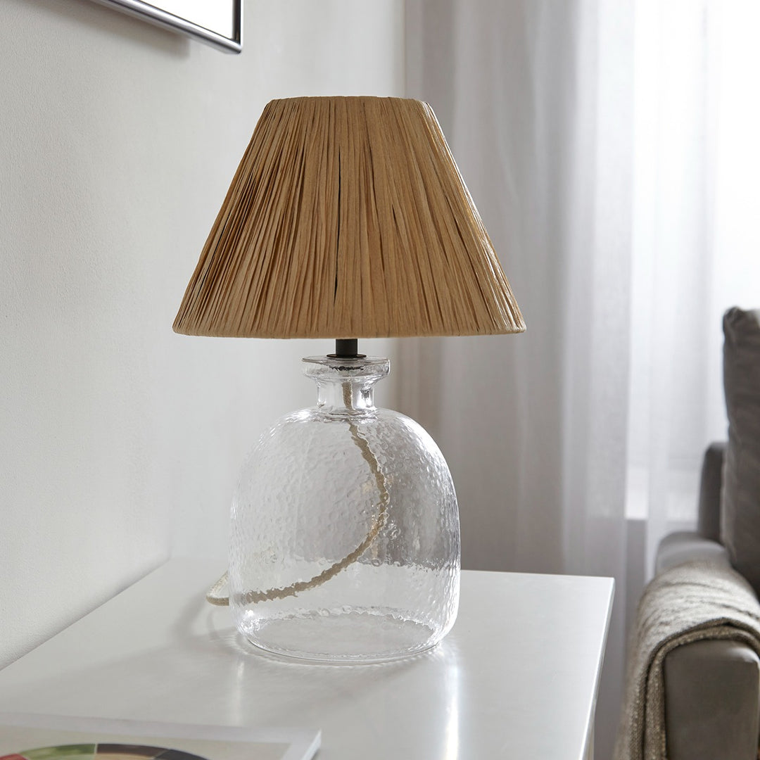 Lyra Glass Table Lamp - Natural Raffia Endon 3