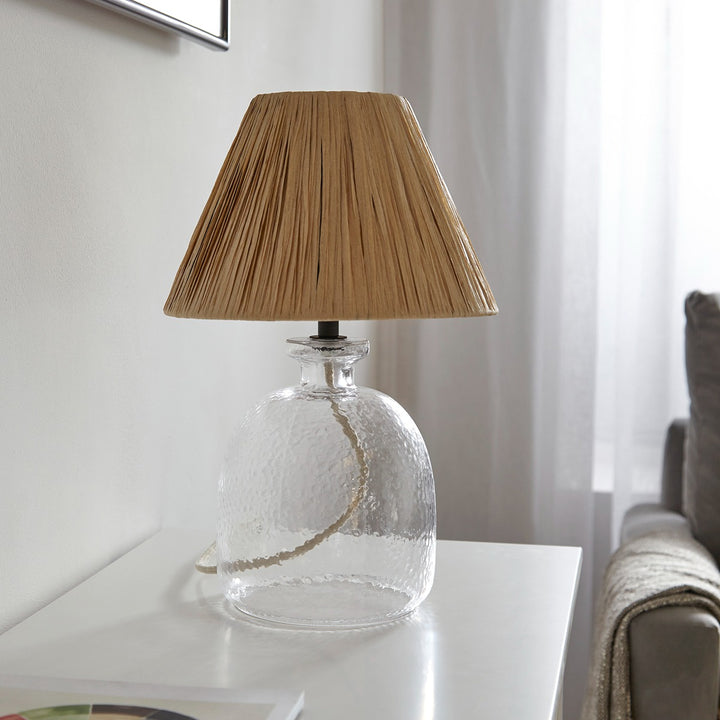 Lyra Glass Table Lamp - Natural Raffia Endon 3