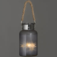 Hill Interiors LED Frosted Glass Lantern with Rope Detail