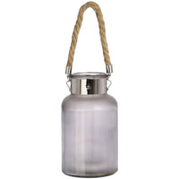 Hill Interiors LED Frosted Glass Lantern with Rope Detail