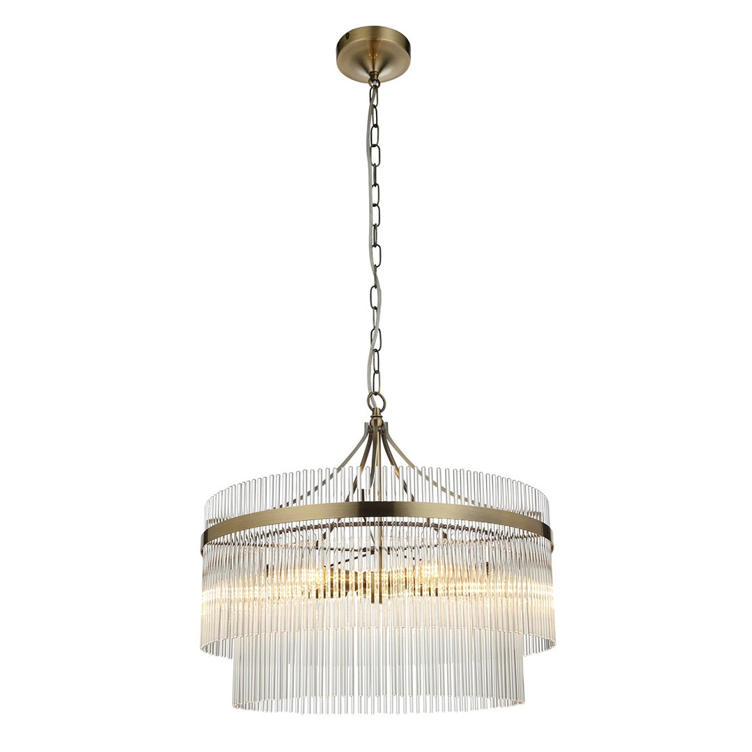 Marietta Glass 5 Pendant Light - Antique Brass Endon 1