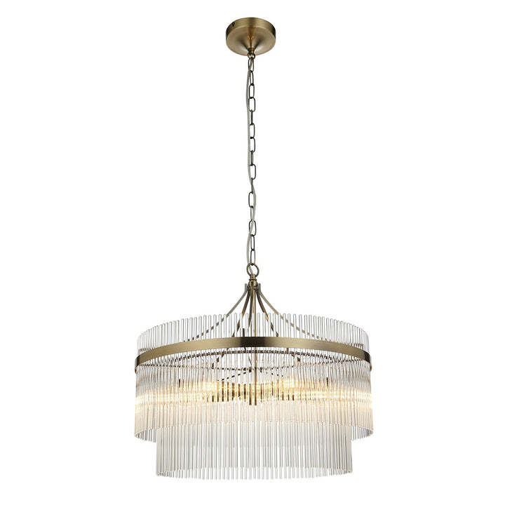 Marietta Glass 5 Pendant Light - Antique Brass Endon 1
