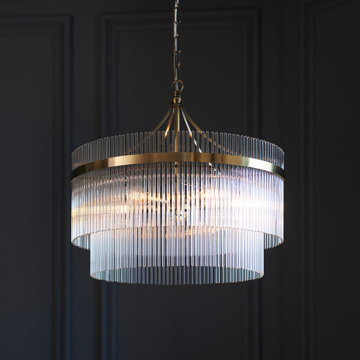 Marietta Glass 5 Pendant Light - Antique Brass Endon 3