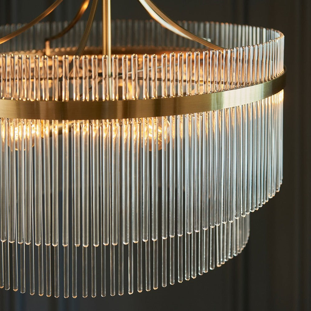 Marietta Glass 5 Pendant Light - Antique Brass Endon 5