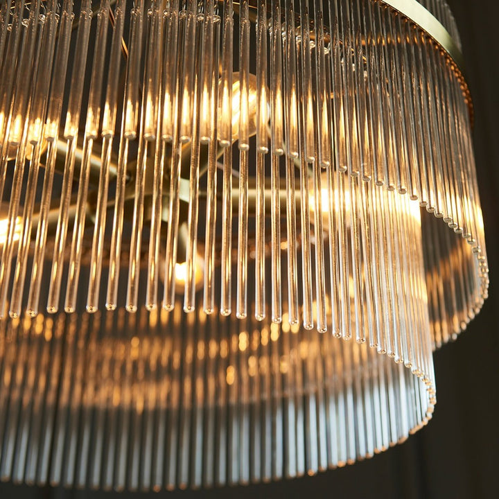 Marietta Glass 5 Pendant Light - Antique Brass Endon 6