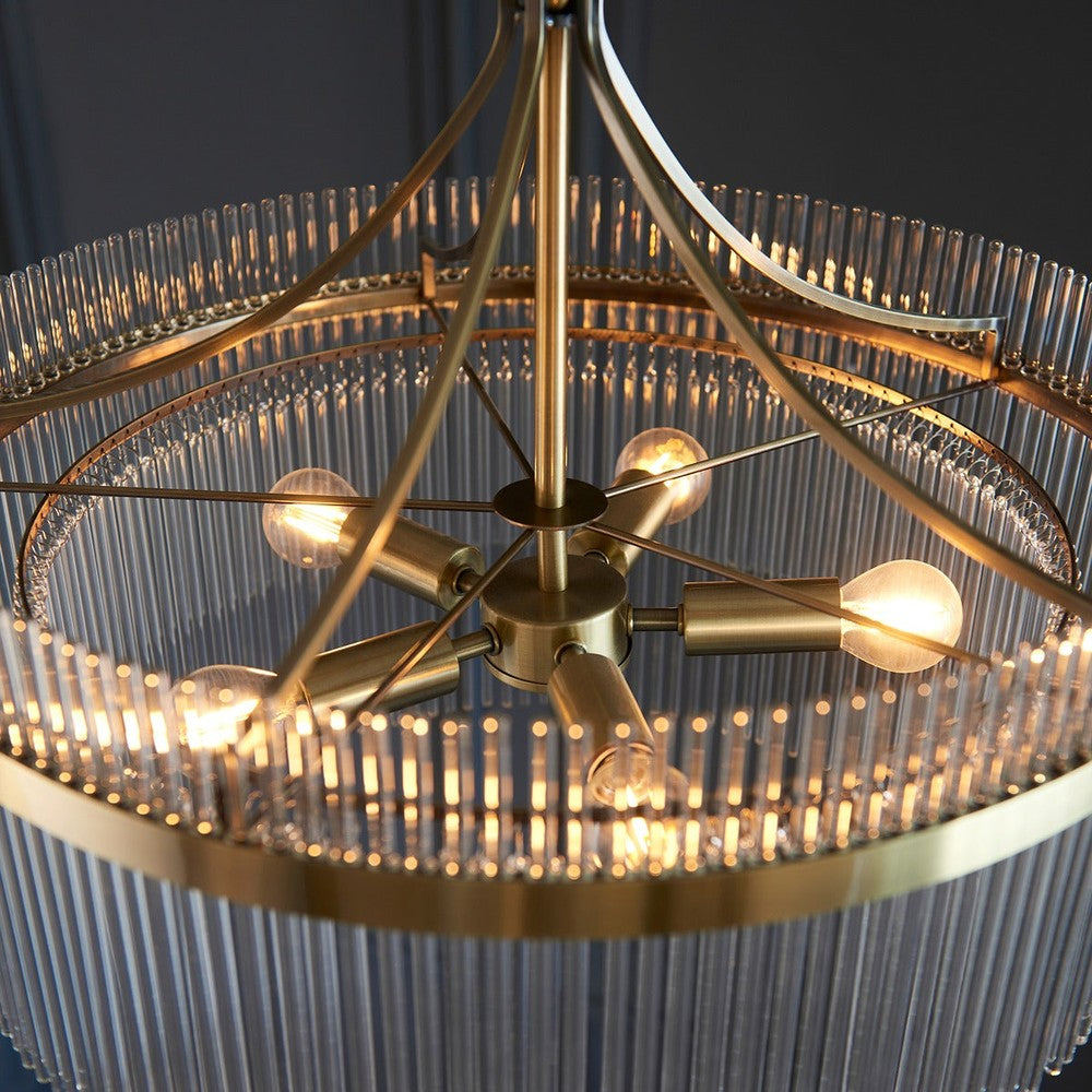 Marietta Glass 5 Pendant Light - Antique Brass Endon 7