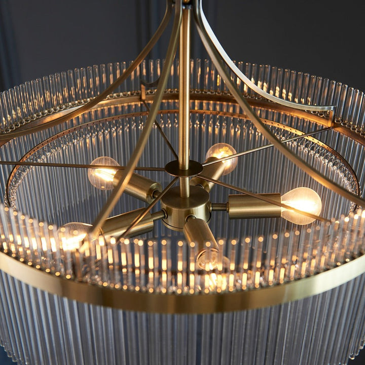 Marietta Glass 5 Pendant Light - Antique Brass Endon 7