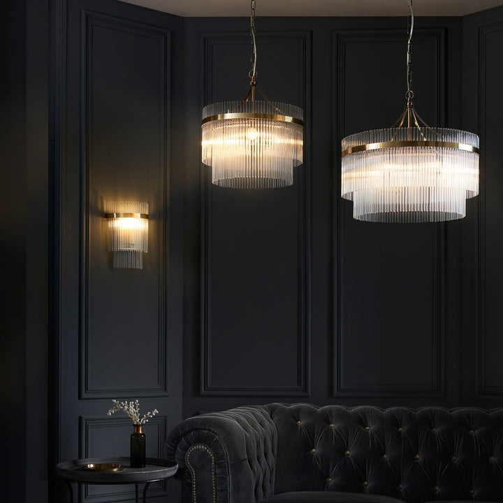 Marietta Glass 5 Pendant Light - Antique Brass Endon 8