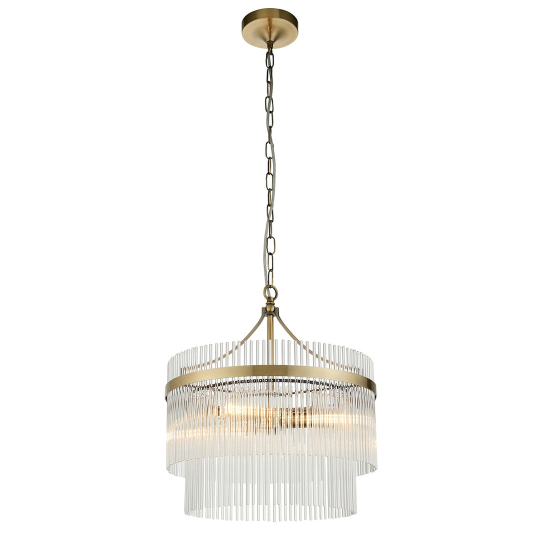 Marietta Glass 3 Pendant Light - Antique Brass Endon 1