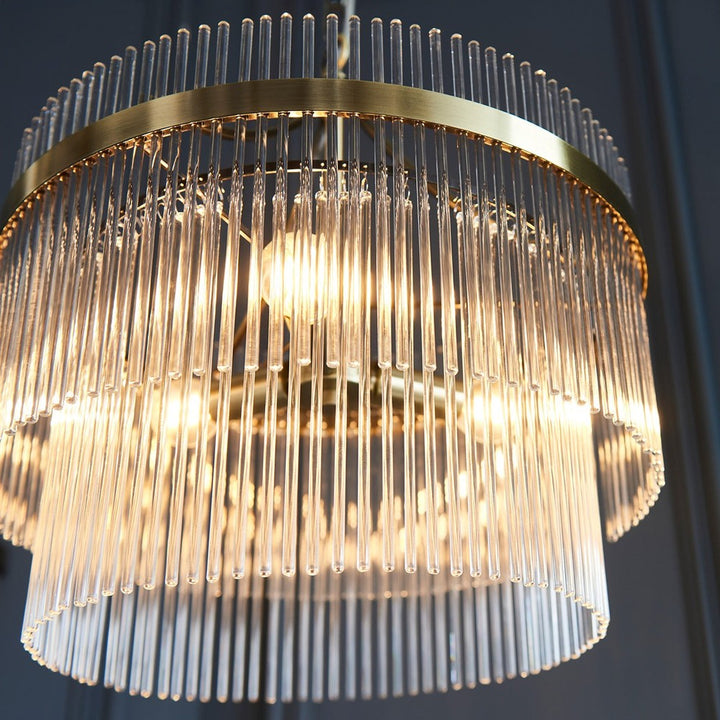 Marietta Glass 3 Pendant Light - Antique Brass Endon 4
