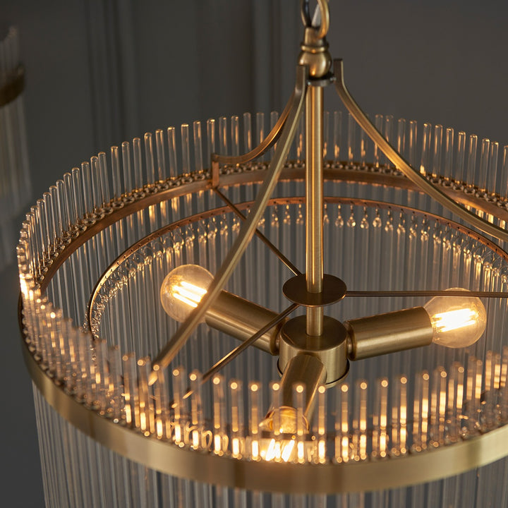 Marietta Glass 3 Pendant Light - Antique Brass Endon 5