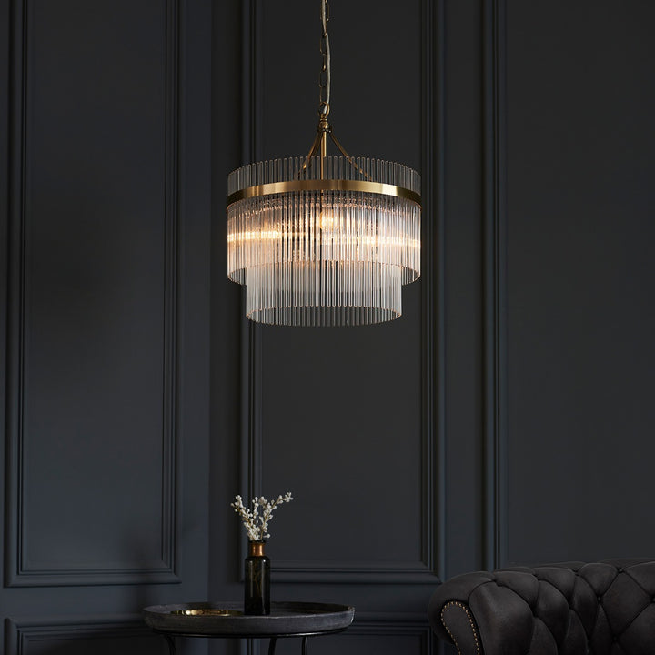 Marietta Glass 3 Pendant Light - Antique Brass Endon 7
