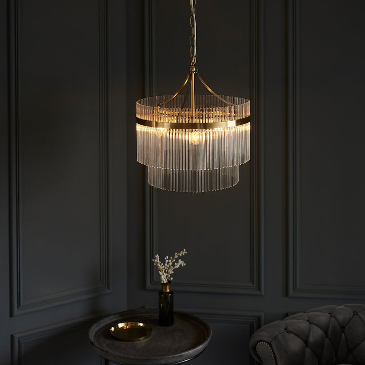 Marietta Glass 3 Pendant Light - Antique Brass Endon 8