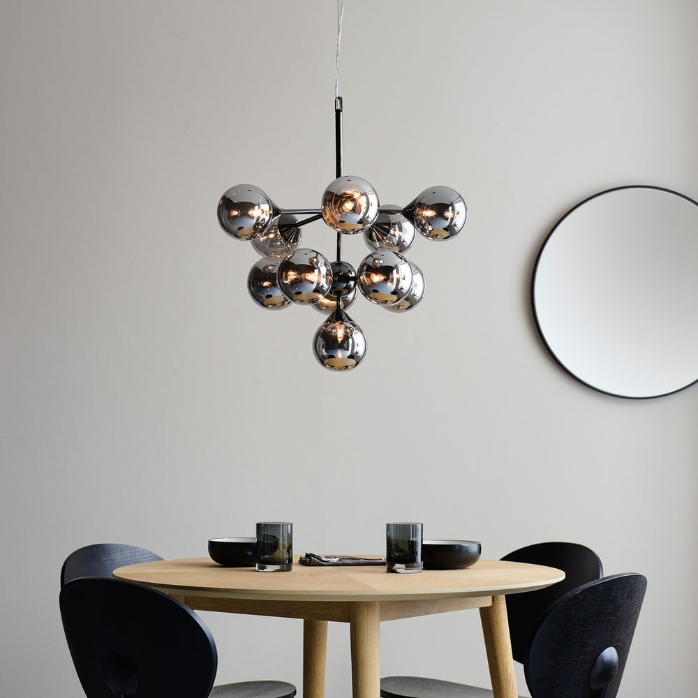 Oscar 11 Pendant Light - Smoked Black & Chrome Endon 2