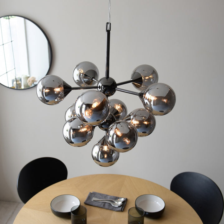 Oscar 11 Pendant Light - Smoked Black & Chrome Endon 4