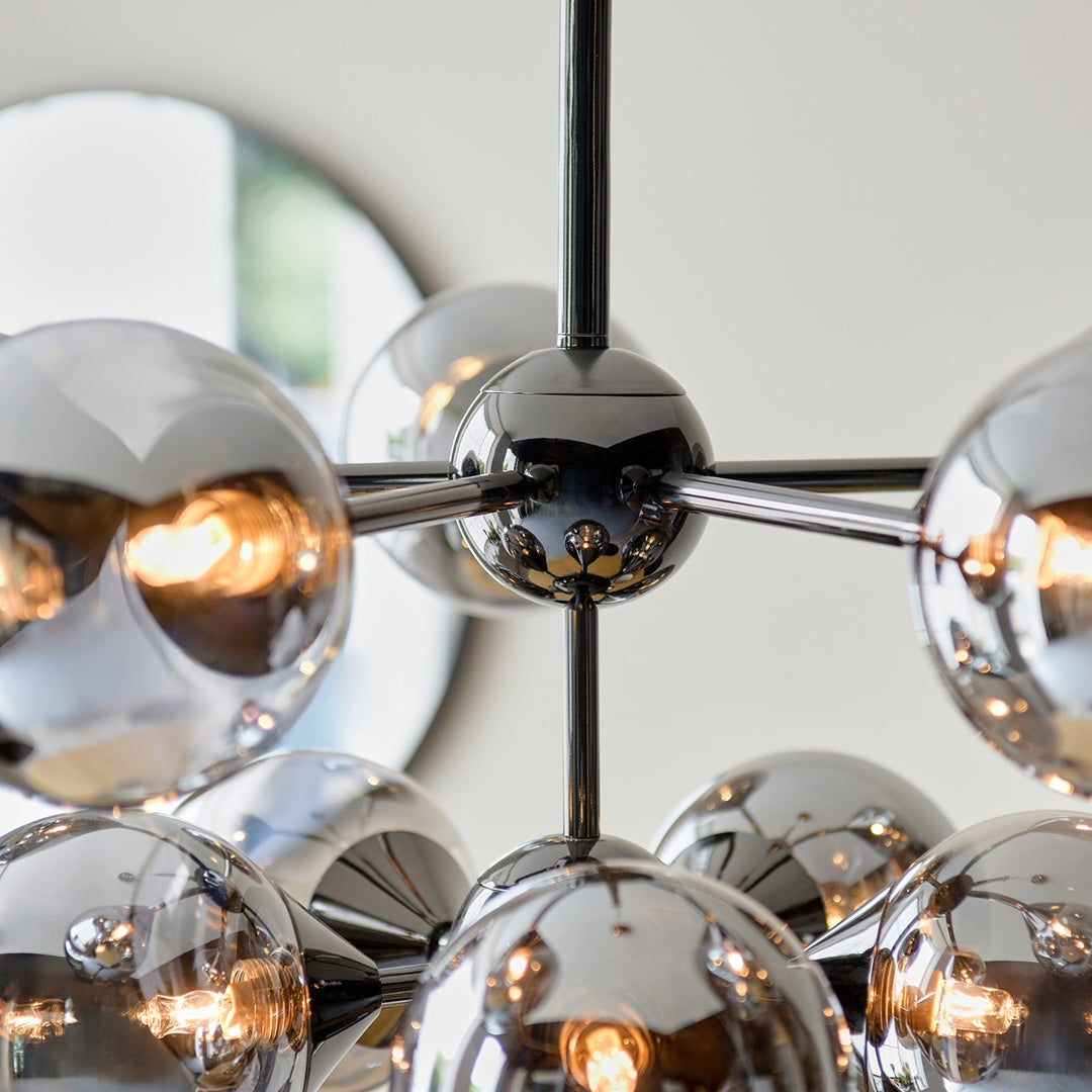 Oscar 11 Pendant Light - Smoked Black & Chrome Endon 6