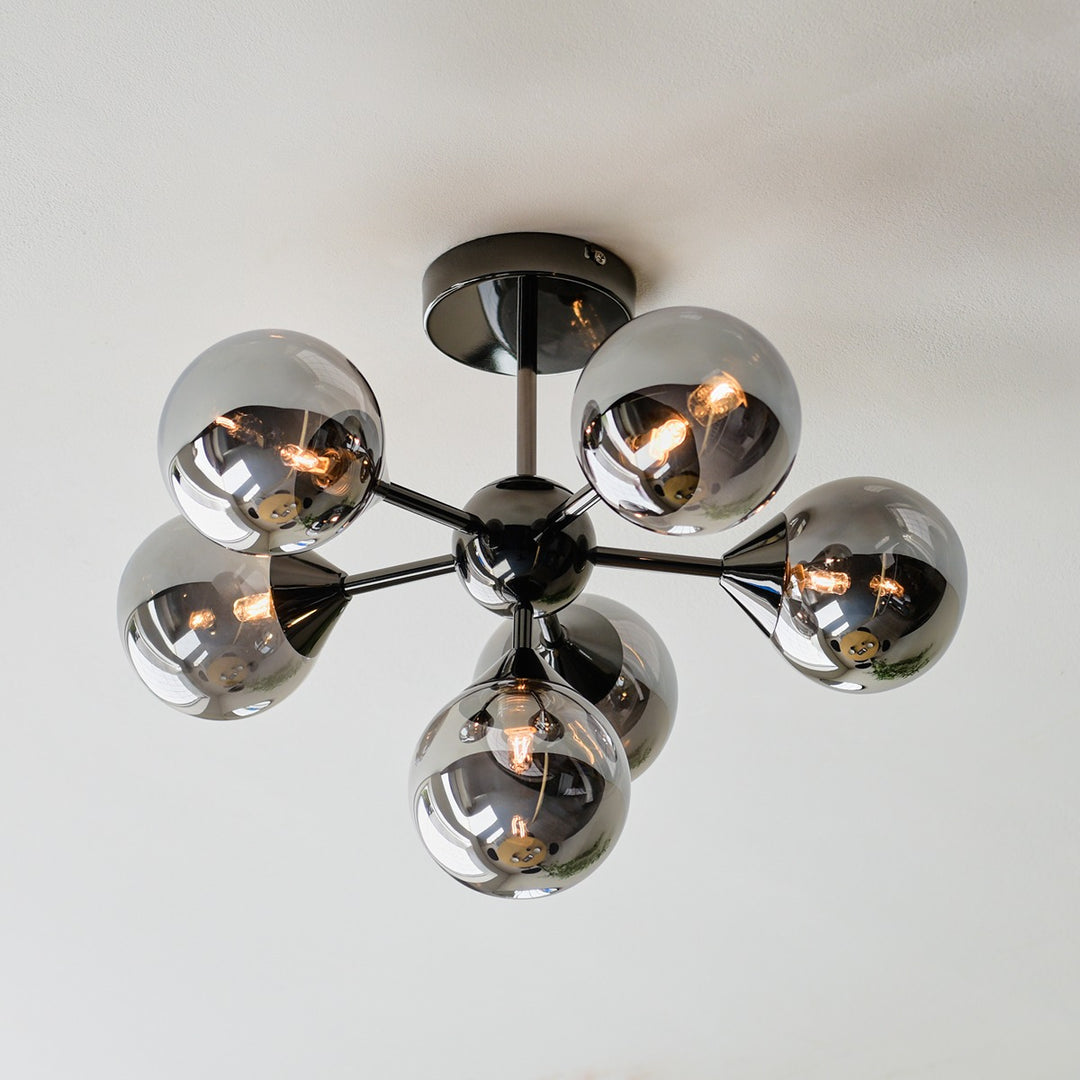 Oscar 6 Ceiling Light - Smoked Black & Chrome Endon 3