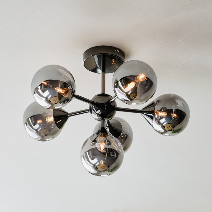 Oscar 6 Ceiling Light - Smoked Black & Chrome Endon 3