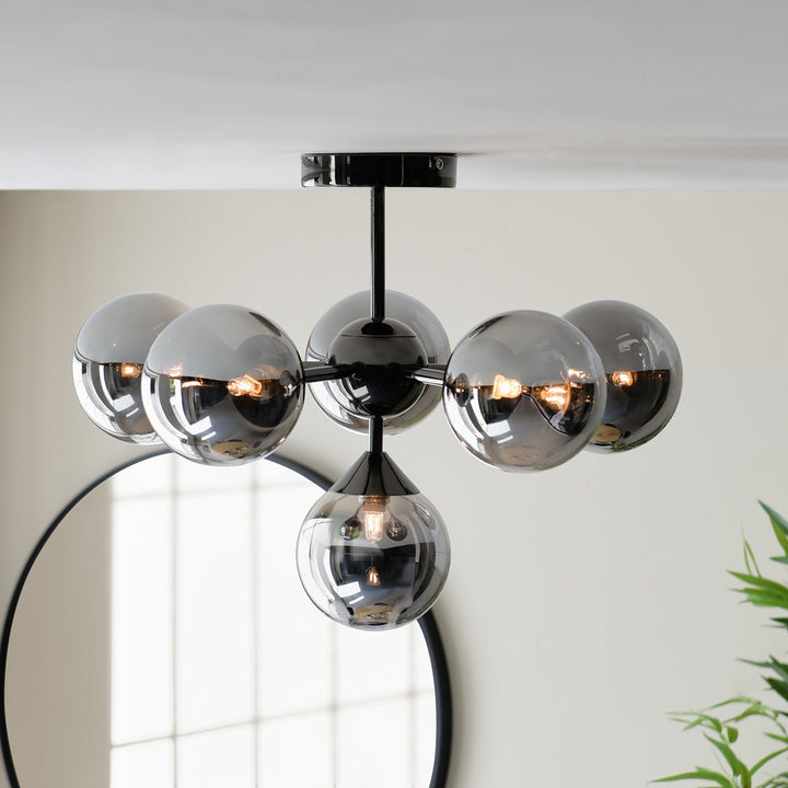 Oscar 6 Ceiling Light - Smoked Black & Chrome Endon 4
