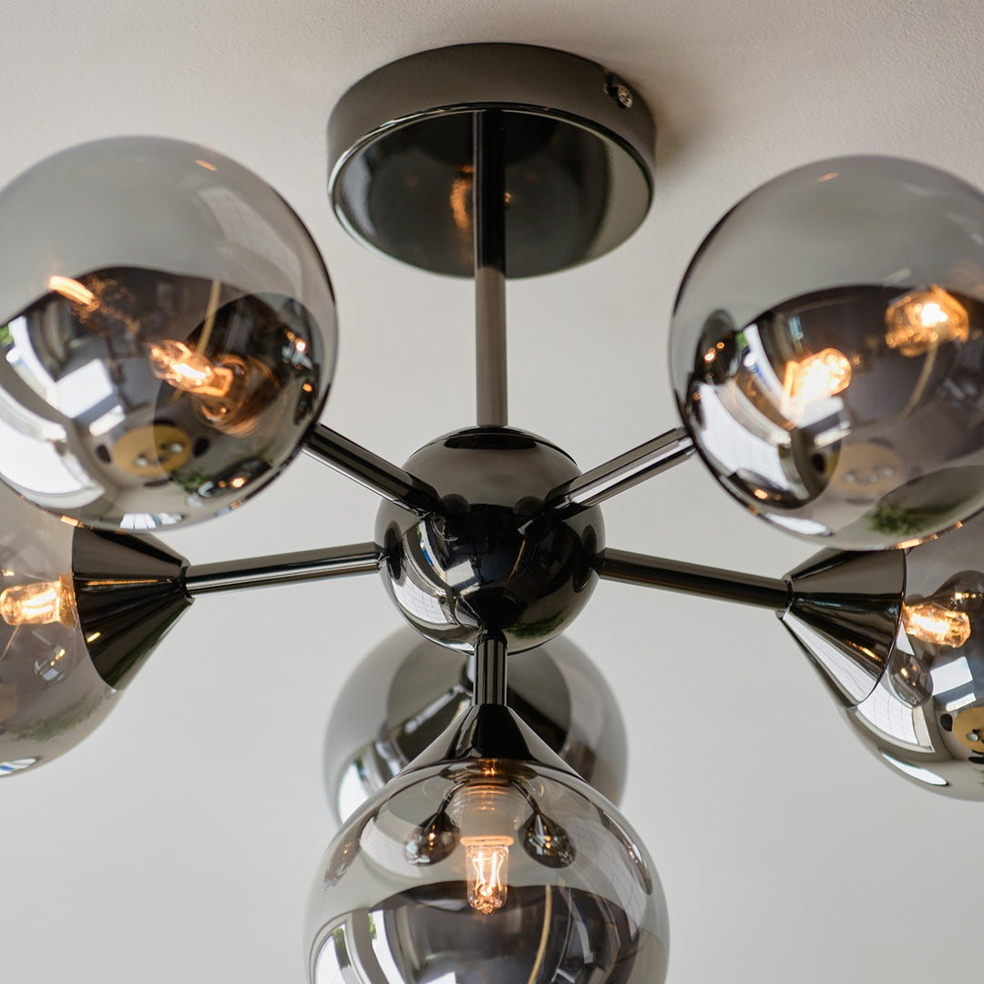 Oscar 6 Ceiling Light - Smoked Black & Chrome Endon 5