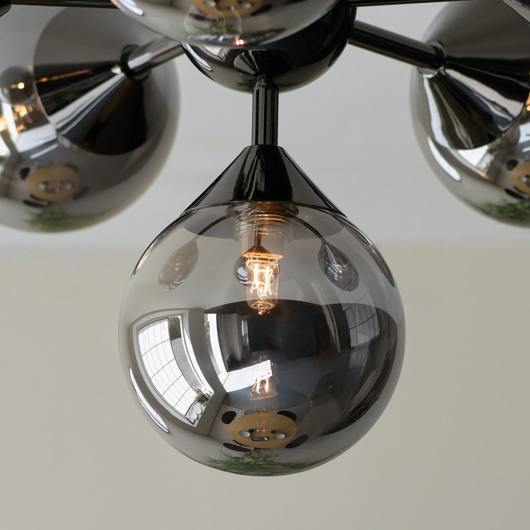 Oscar 6 Ceiling Light - Smoked Black & Chrome Endon 7