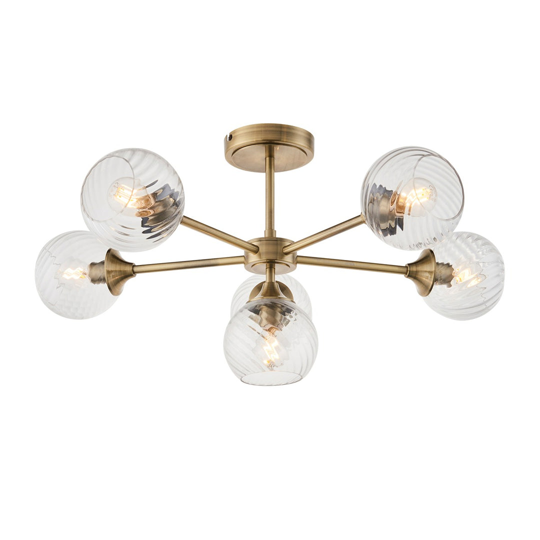 Allegra 6 Ceiling Light - Antique Brass Endon 1