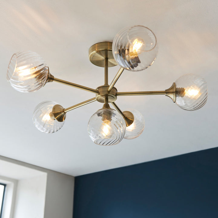 Allegra 6 Ceiling Light - Antique Brass Endon 4