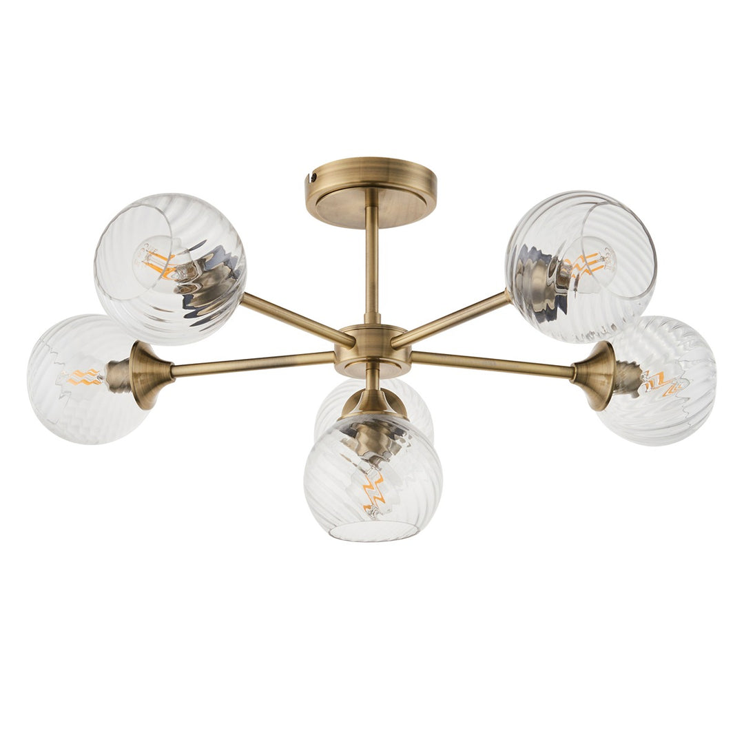 Allegra 6 Ceiling Light - Antique Brass Endon 7