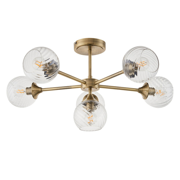 Allegra 6 Ceiling Light - Antique Brass Endon 7