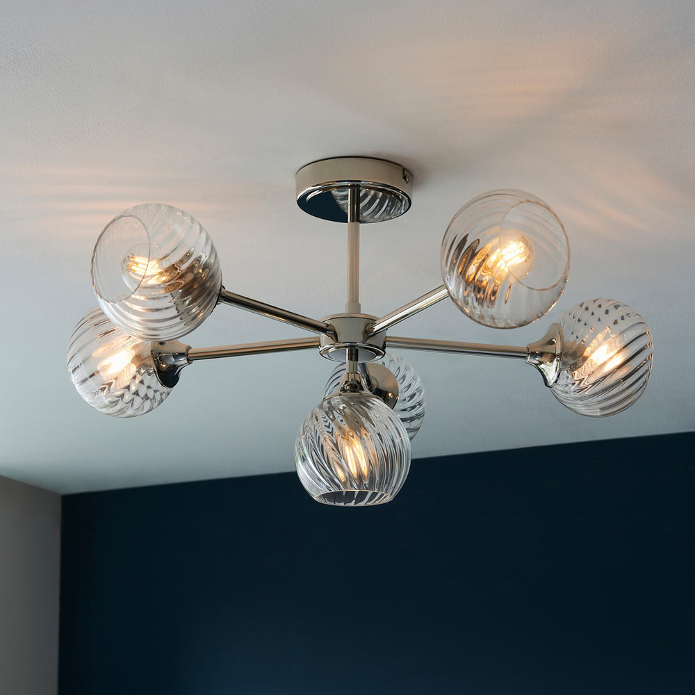 Allegra 6 Ceiling Light - Bright Nickel Endon 2